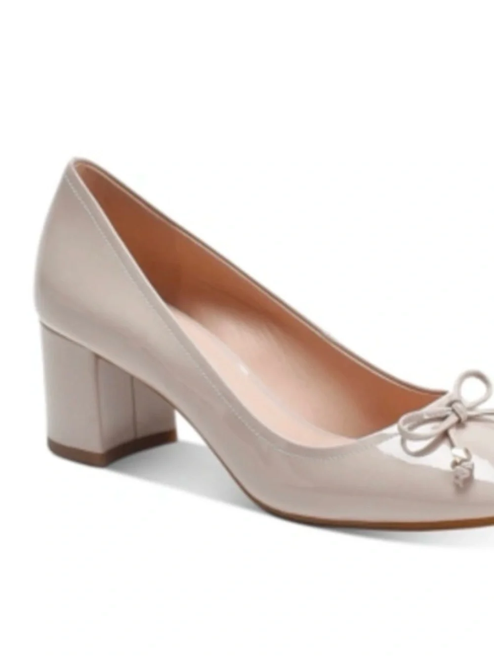 Kate spade Bev Bow pumps nude patent leather block mid heel size 7.5